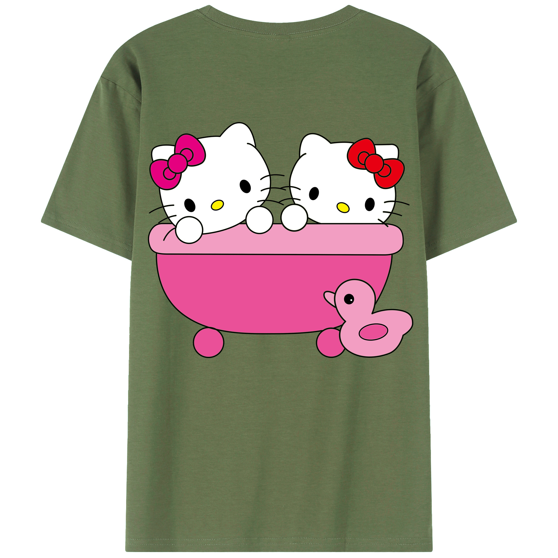 （画像用） Hello Kitty ハローキティ 綿100％ メンズ半袖Tシャツ（バックプリント） 通気性